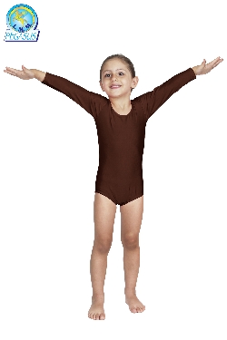 BODY DANZA IN LYCRA MANICA LUNGA MARRONE BABY